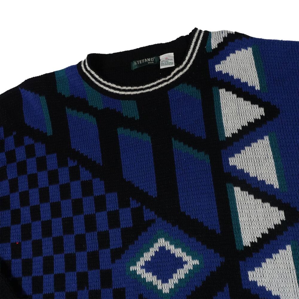Stefano Man Vintage Y2K Geometric Acrylic Sweater Men's XL
